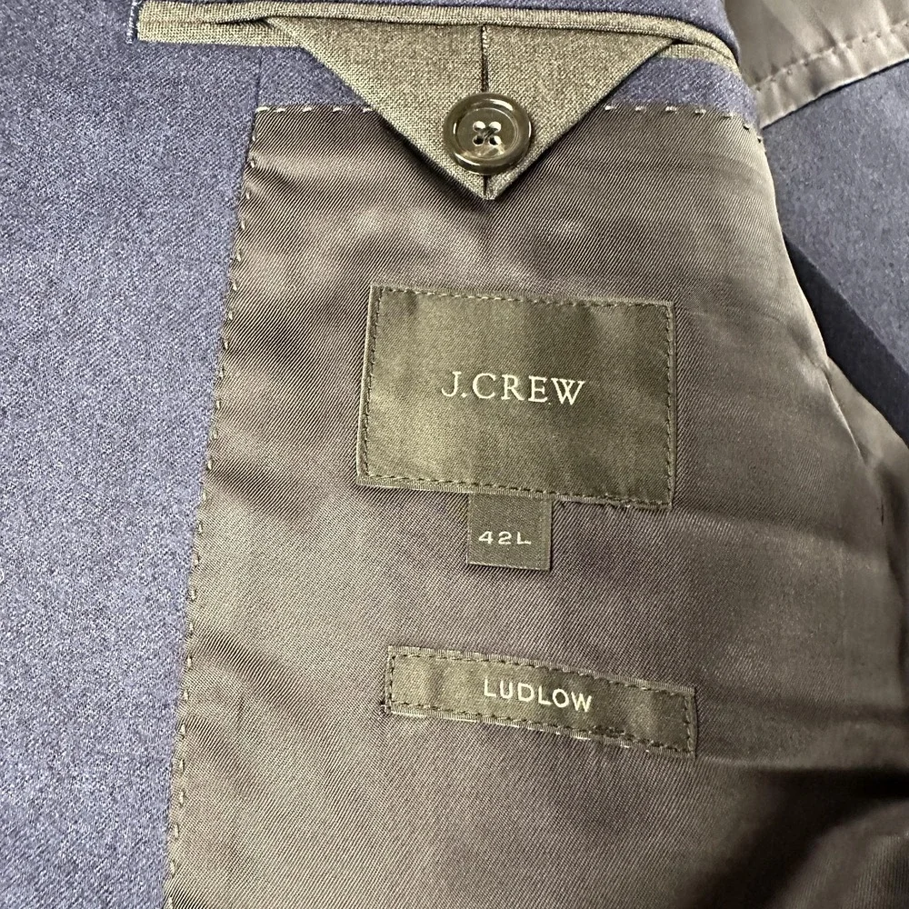 J.Crew Ludlow Suit Jacket Mens 42L Blue Wool‎ Slim Fit Italian Fabric Blazer